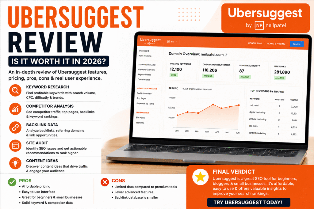 Ubersuggest Review: Features, Pricing & Is It Worth It in 2026? ubersuggest review