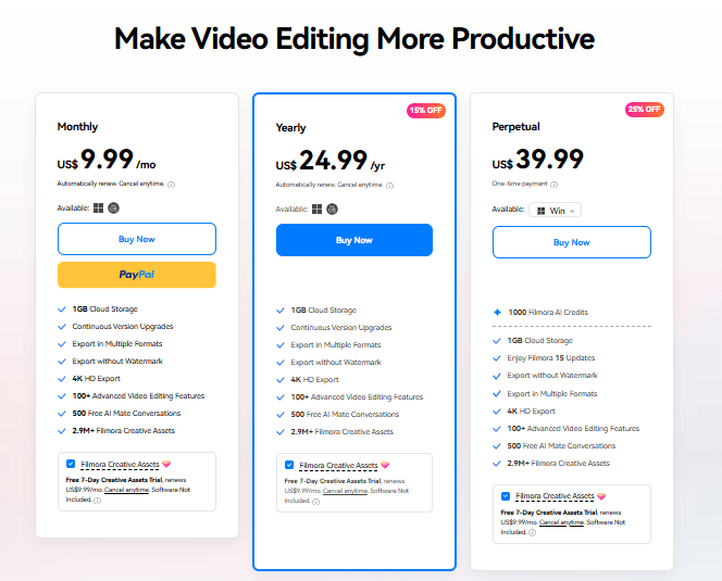 filmora price