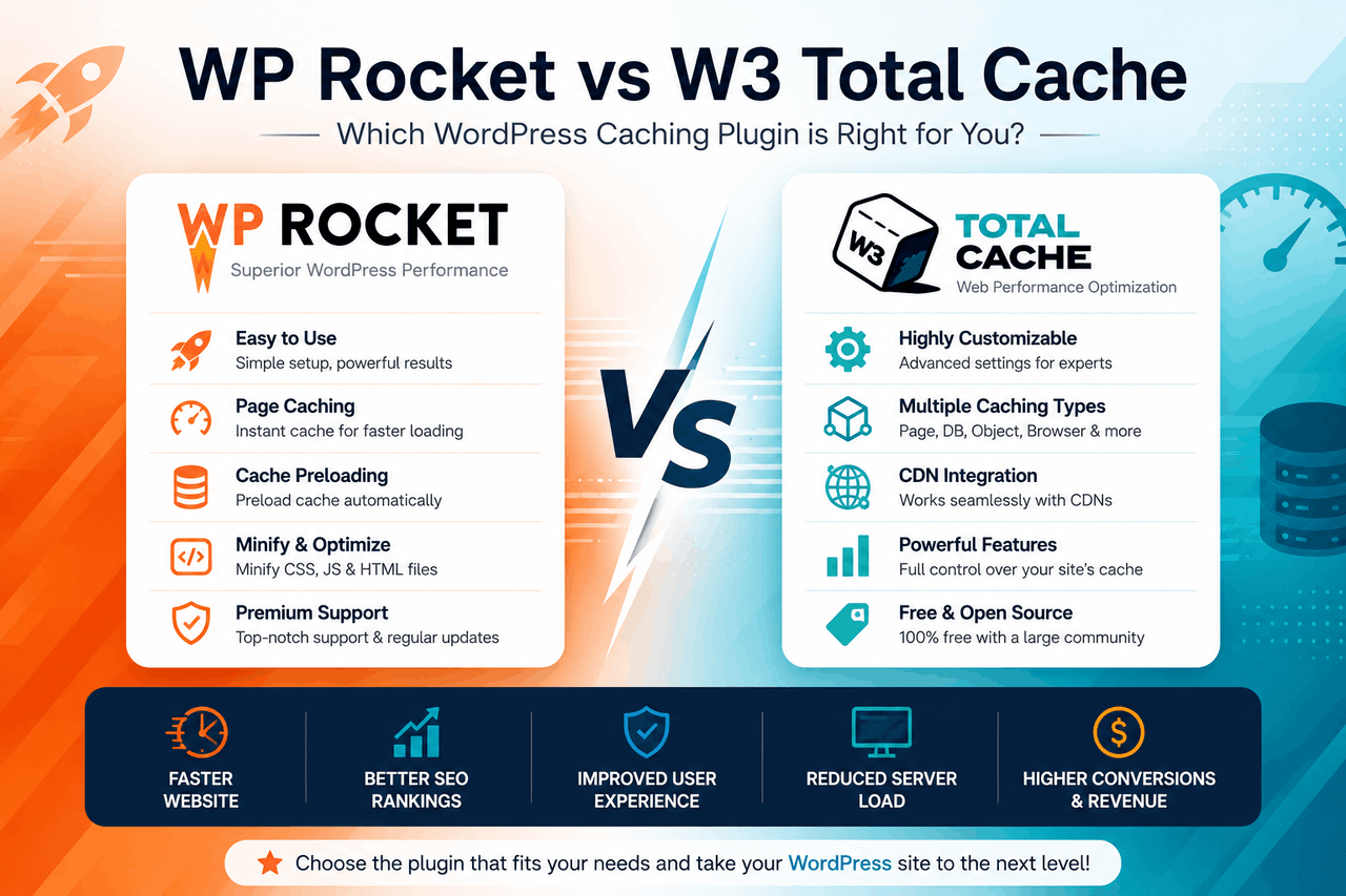 WP Rocket vs W3 Total Cache: Which Is Best for You? wp rocket vs w3 total cache